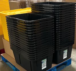 🟦 27-Gallon Storage Containers WITH Lids 🟦  Heavy-duty 27-gallon storage totes available now! Perfect for moving, storage, garage organization, tool
