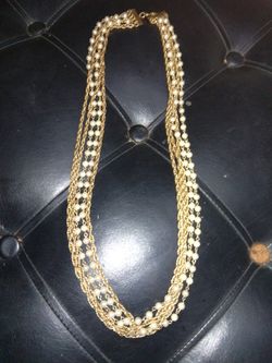 WOMENS GOLD & PEARL FASHION JEWELRY NECKLACE