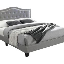 Gray Queen Bed With Orthopedic Supreme Mattress 