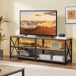 TV Stand With Power Outlet 3 Tiers