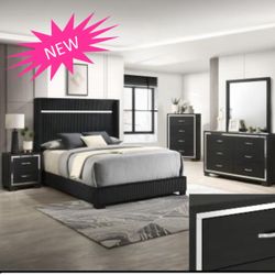 4- Pc Bedroom set Dresser,Mirror  Nightstand (1) Queen size bed frame  Not including Mattress and Box Sp