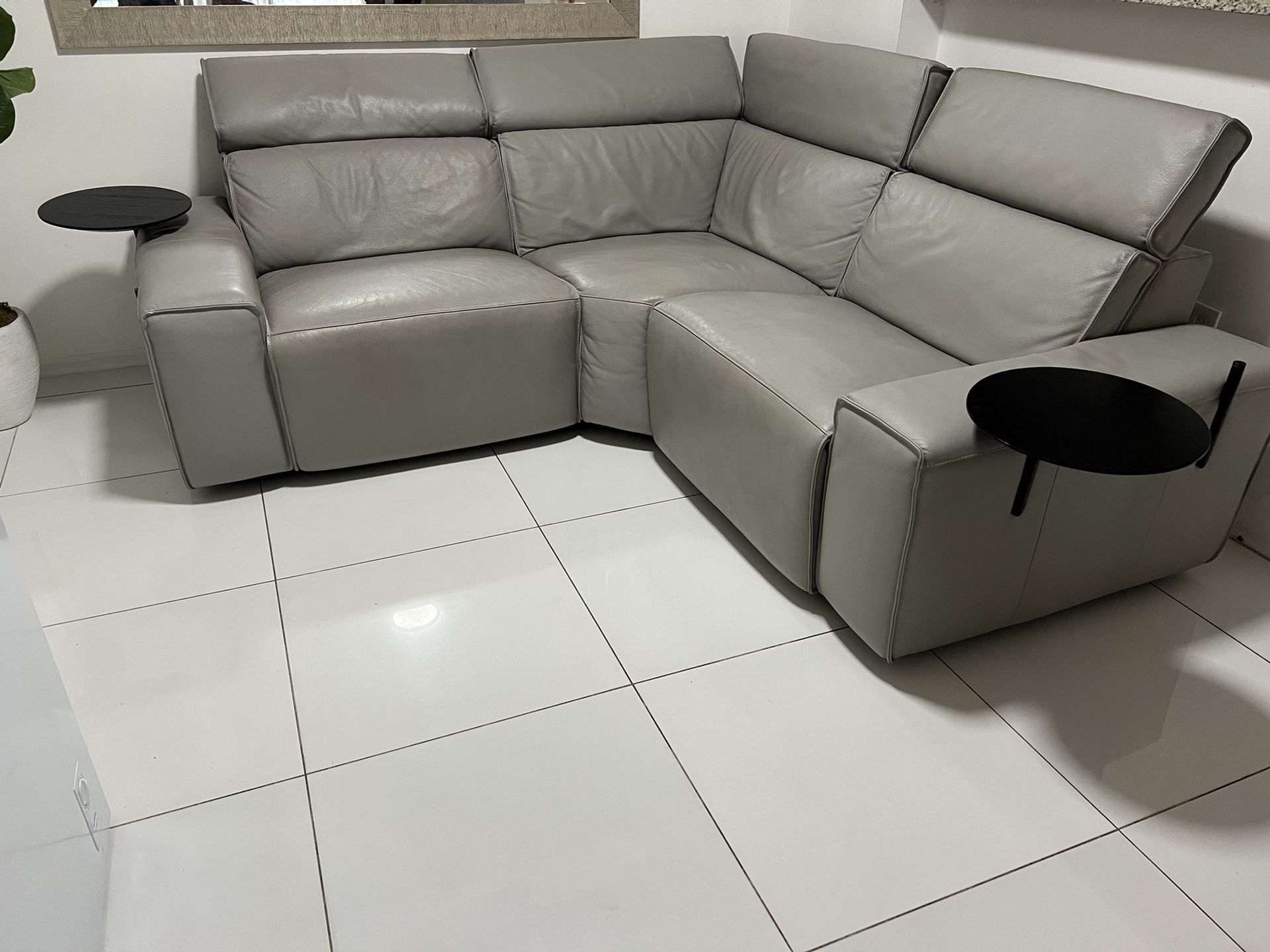 Sectional Couch Leather 78” X 77” Recliner
