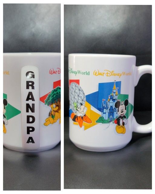 Walt Disney World GRANDPA Ceramic Mug Four Parks One World Collectible Cup
