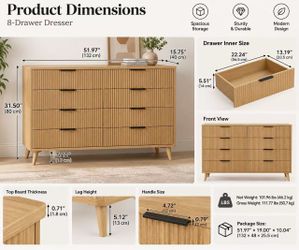 NEW 8-Drawer Dresser | Modern Wood Chest | 52”