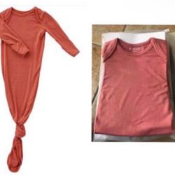 Brandnew Wallaby Kids Extra Tall Knotted Baby Gown(Dusty Pink 0-3 Month)