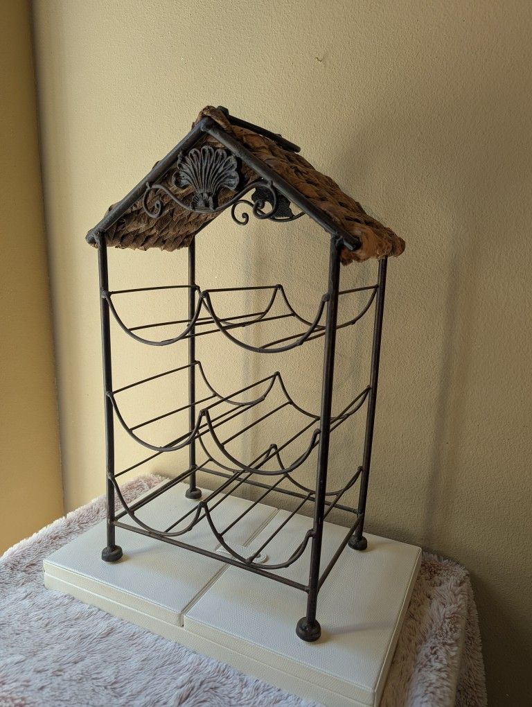 Wine Rack With Wicker Top