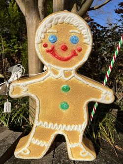 24” Deluxe Gingerbread w/Candy Cane Blow Mold-Vintage Christmas