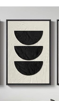 Large Framed Black and Beige Wall Art Modern Canvas Print Boho Geometric 20x30