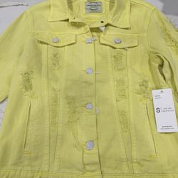 Distressed Neon Jean Jacket 