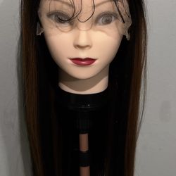 Synthetic Blend 13x6 lace front straight Black with orange highlights Lace Front Wig