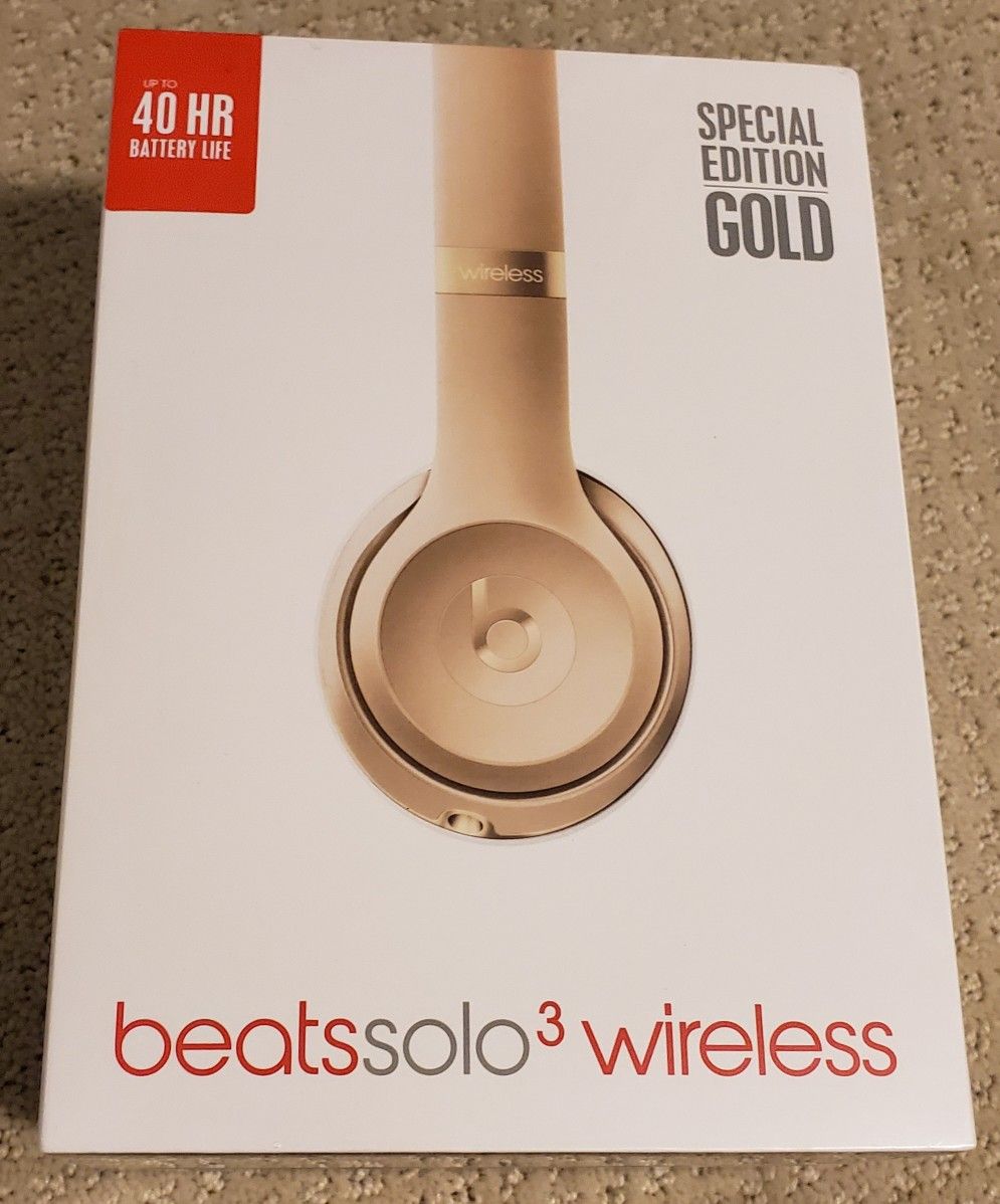 Beats by Dre Solo Wireless 3 Headphones Limites Gold Edition Brand New