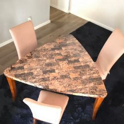 GORGEOUS Marble-Look Dining Set - Unique Triangle Table + 4 Chairs!
