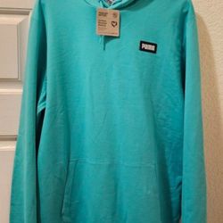 Men's Puma Deep Aqua ESS+ Embroidery Logo Hoodie - Men's Small - New with Tags