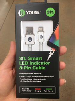 New white 3ft smart LED indicator 8 pin cable