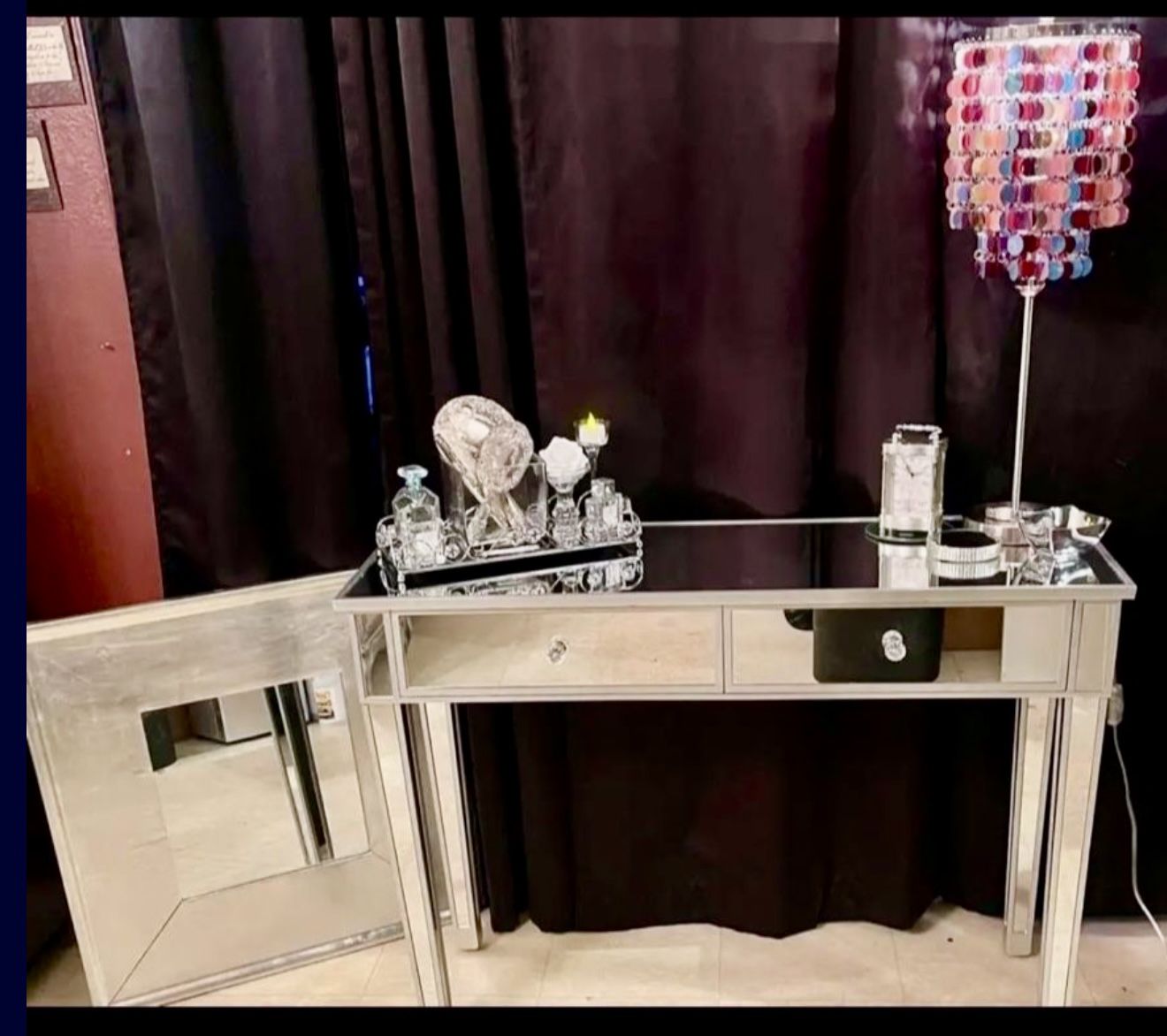 Mirrored Vanity Desk Set Bundled