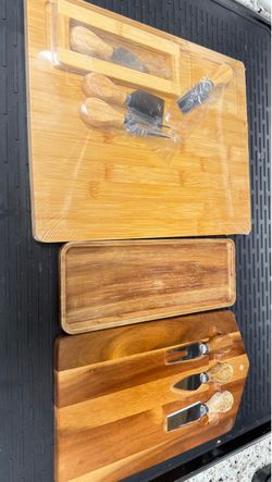 2 Wood Charcuterie Cheese Board Sets with Knives