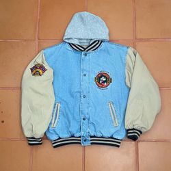 Disney Vintage 90’s Mickey Mouse Denim Varsity Bomber Jacket