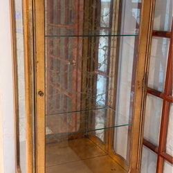 Luis XV Style Gold Leaf Painted Curio Cabinet