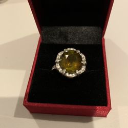 14 K real White gold Ring with Natural Tourmaline $600