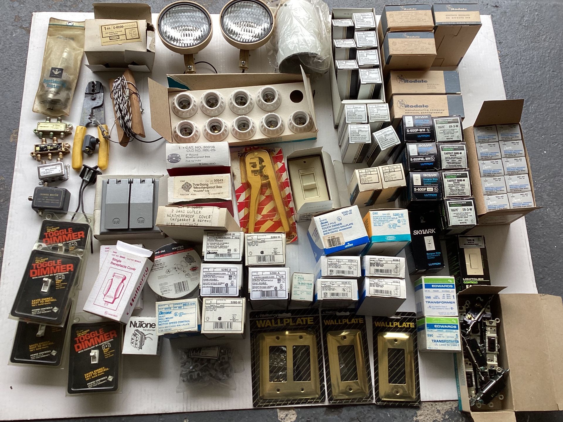 NEW Old Stock Electrical Supplies Wall Plates, Toggle Dimmers, Receptacles, Transformers, Etc. in Boxes 
