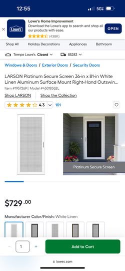Security Screen Door.  Larson Premium 36x81