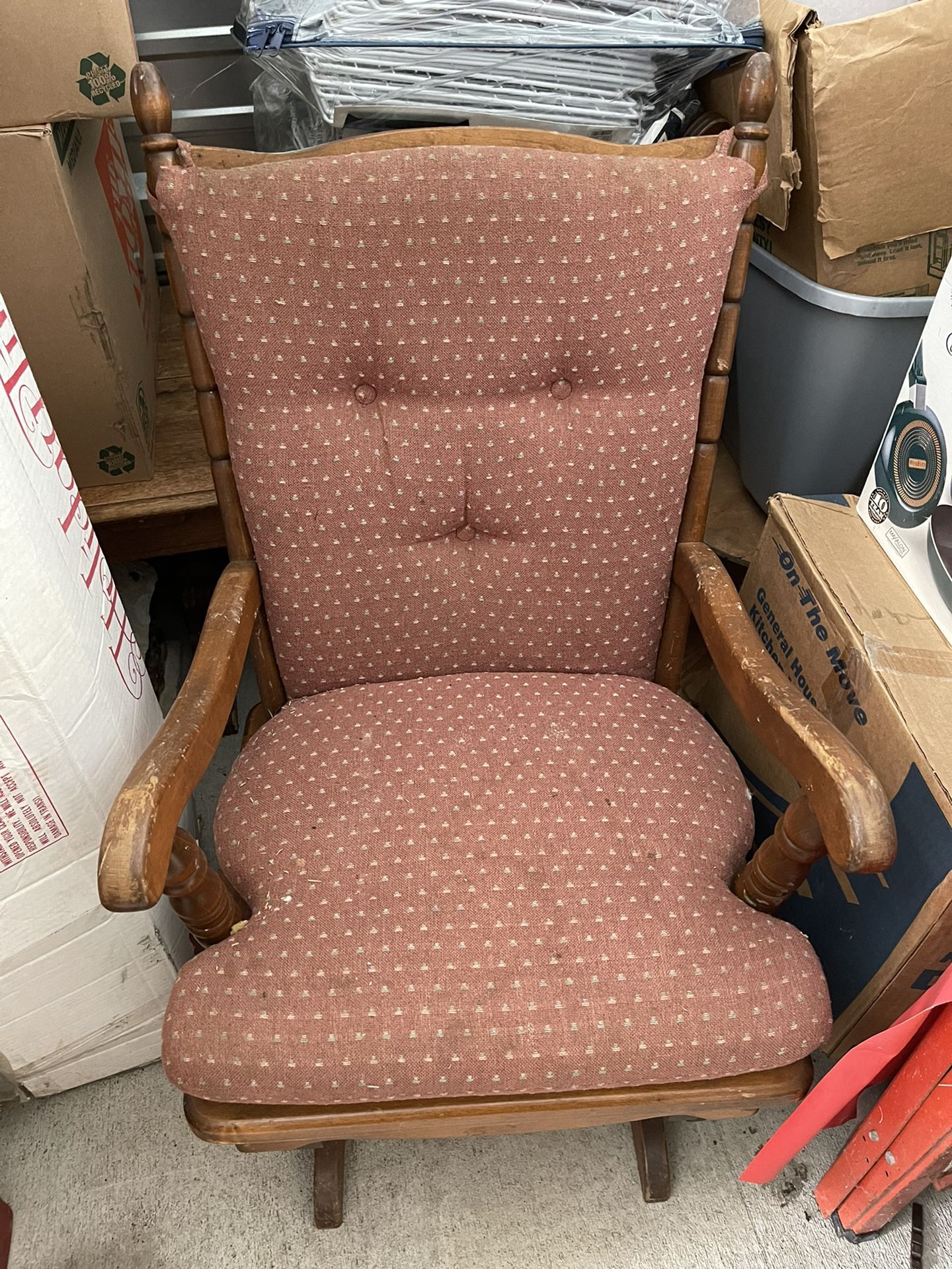 Antique Upholstered Rocking Slide Chair