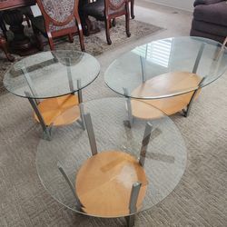 Glass Coffee Table And Two End Tables
