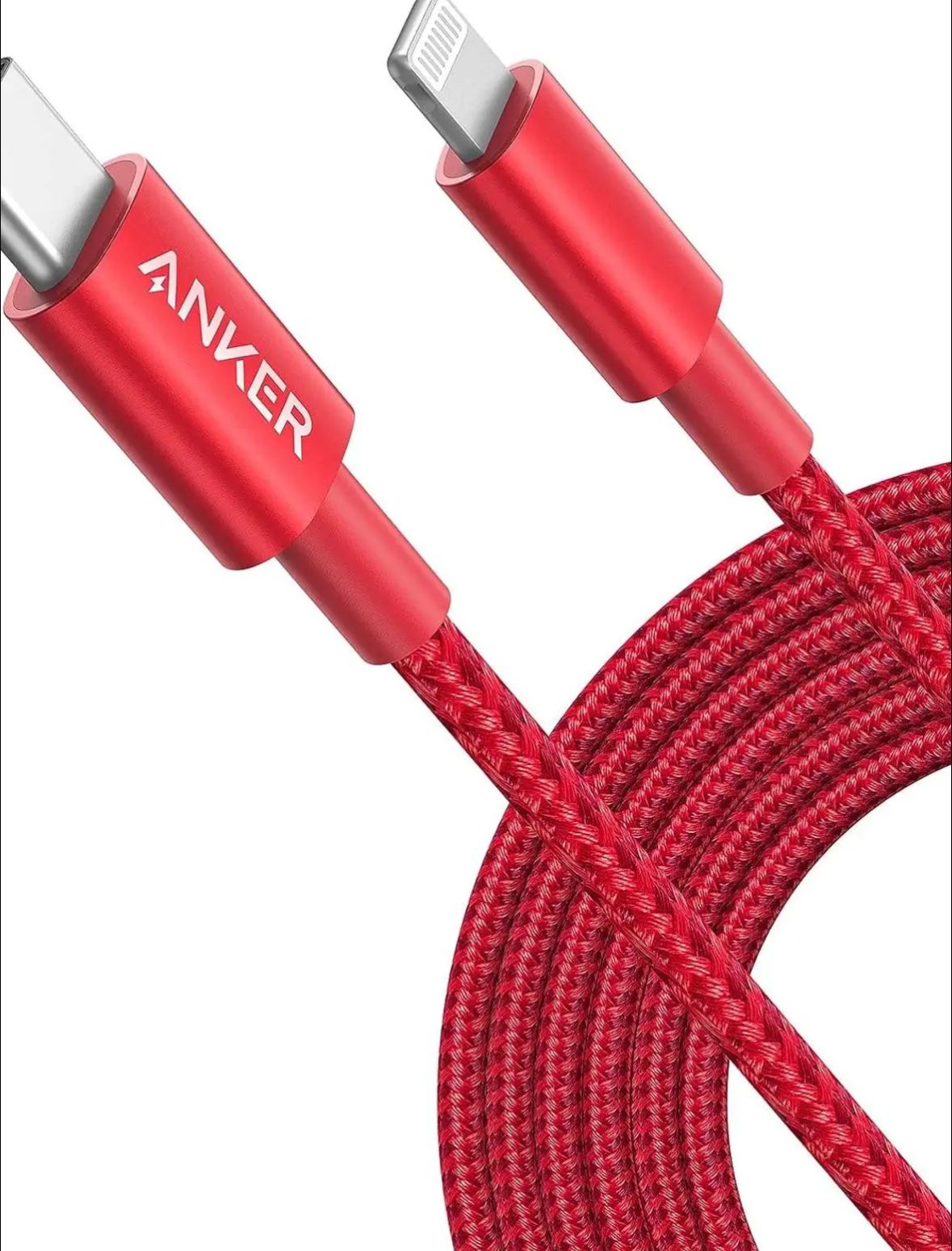 10ft iPhone Lightning Red Nylon Cable