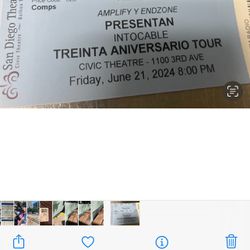 2 Intocable Concert Tickets 