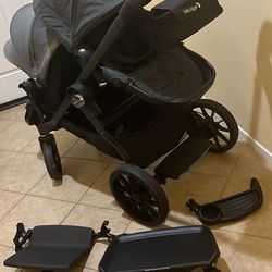BabyJogger City Select Lux stroller with sitting stool & ride along board & one tray