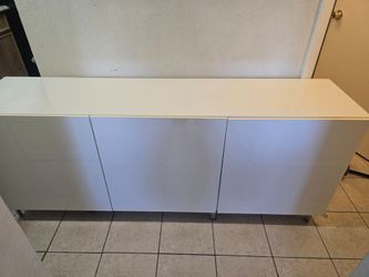 White Gloss Sideboard Cabinet with Metal Legs