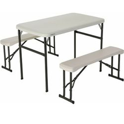 4 Excellent Condition Lifetime Folding Table With Benches $30 Each Or Four For $100