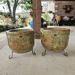 Rustic Turquoise Clay Pots, Planters, Plants. Pottery $65 cada una