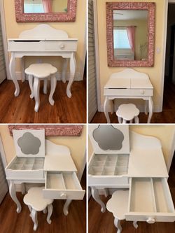 Pottery Barn vanity and handcrafter mirror