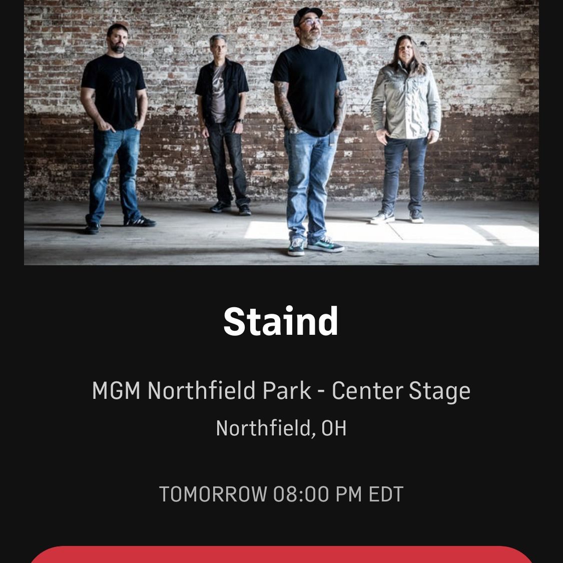 STAIND TICKETS 150! 2 Tickets Section 1 Row S Seats 10-11