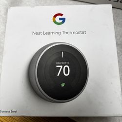 NEST Learning 3rd Gen Thermostat In Stainless Steel Smart WiFi 