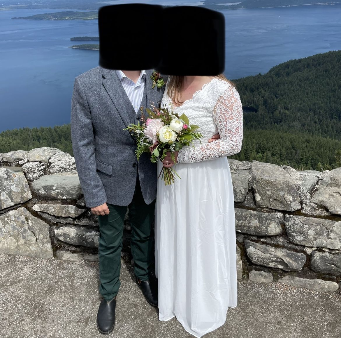 White Lace Long-sleeved Floor length Dress (Wedding, Engagement, Maternity)