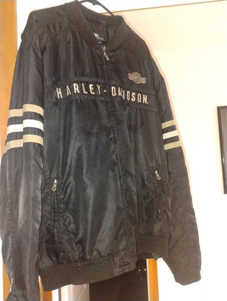 HARLEY DAVIDSON MEN'S BLACK HERITAGE NYLON INSULATED JACKET SIZE 2XL