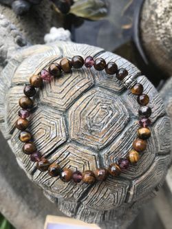 Tigers eye with crystal stretch bracelet size 8 inches