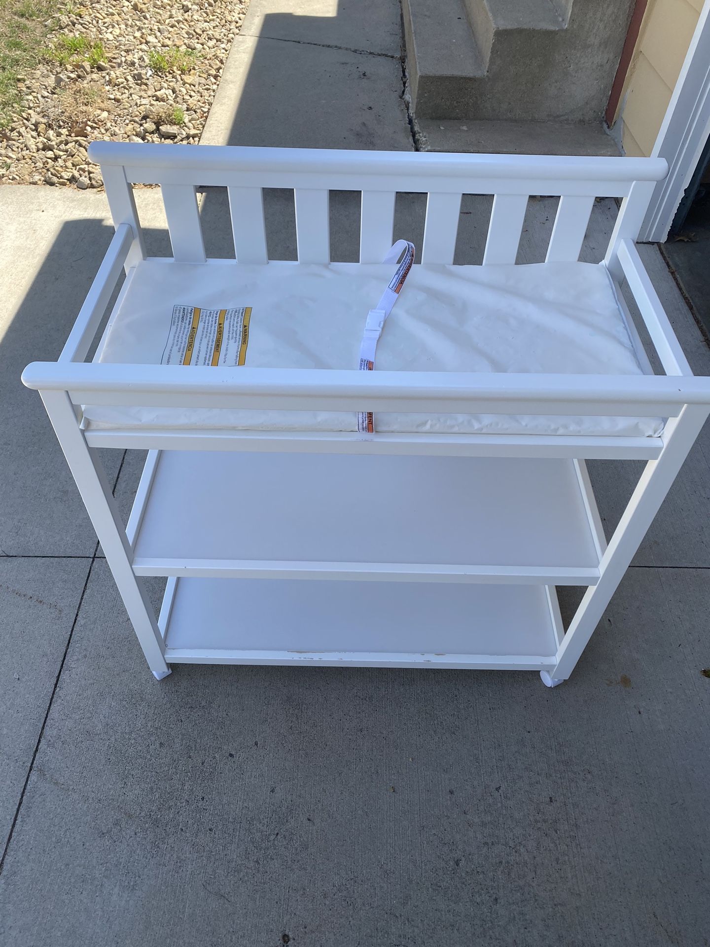 White Changing Table with Wheels 
