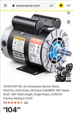 VEVOR 2HP SPL 3450 RPM Electric Motor