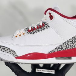 Nike Air Jordan 3 Retro Mid Cardinal Red Cement Mens Size 8.5 2021 Rare Og 