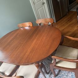 Cherry Wood Table With 5 Chairs