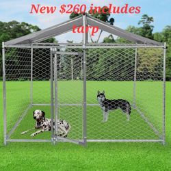 Brand New 6.6x.6.6x7.8 Large Dog Kennel Galvanized Steel Waterproof Shaded TARP New Dog Cage 