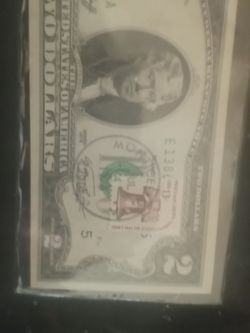 1976 $2 Bill post marked Monticello July 4th