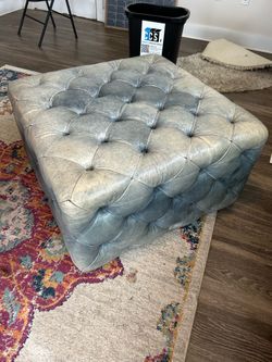 Large leather ottoman