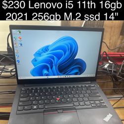 Lenovo Thinkpad e14 2021 Laptop 14” 16gb DDR4 i5 11th Generation M.2 SSD Windows 11 Included Charger, Good Battery