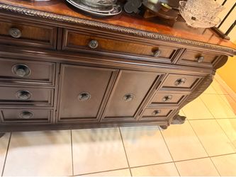 $1100 OBO – Counter Height Square Dining Set + Matching Bar/Hutch Cabinet