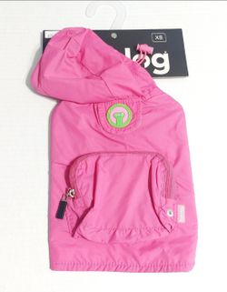 Fabdog Hot Pink Dog Raincoat XS 8" Waterproof Hooded Packable Jacket NWT