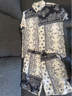 MANFINITY Men’s Bandana Print Matching Shirt & Shorts Set Size Medium